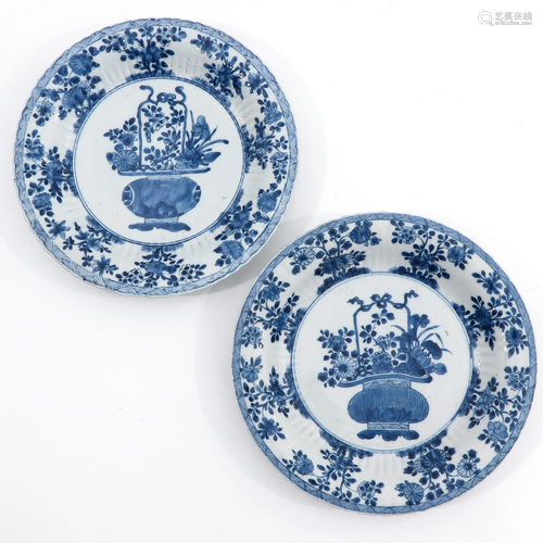 A Pair of Blue and White Plates