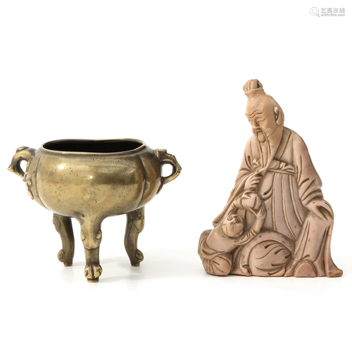 A Bronze Censer and Sculpture