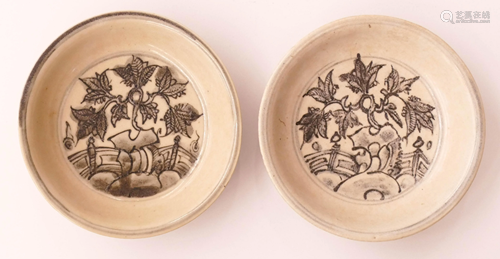 Pair Chinese Ming Small Vine Dishes