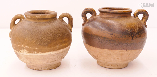 2pc Chinese Sui Dynasty Handled Jars