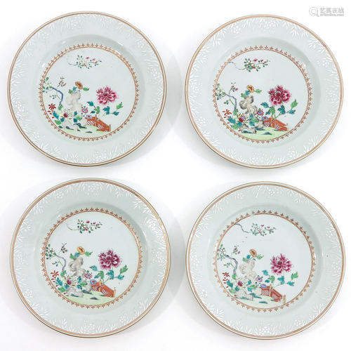 A Series of 4 Famille Rose Plates