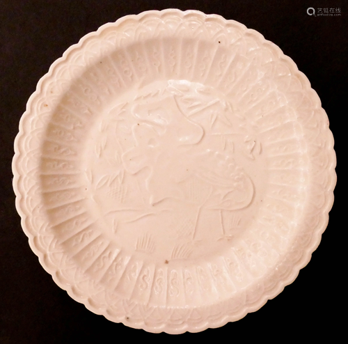 Chinese Ding Ware Molded Crane Dish