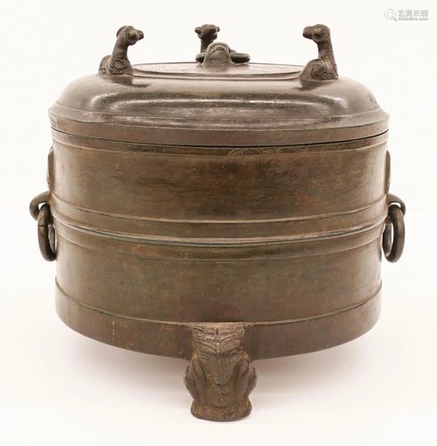 Chinese Ming/Qing Bronze Lian Tripod Vessel