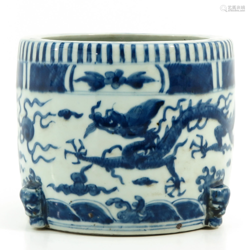 A Blue and White Brush Pot