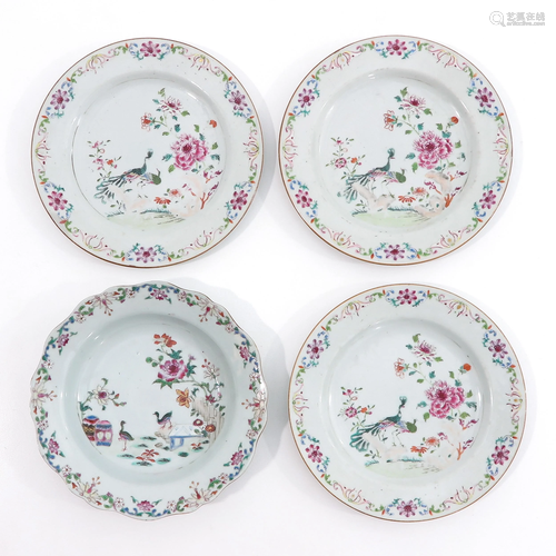 A Collection of 4 Famille Rose Plates