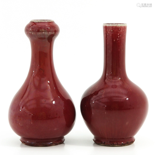 A Lot of 2 Sang de Boeuf Vases