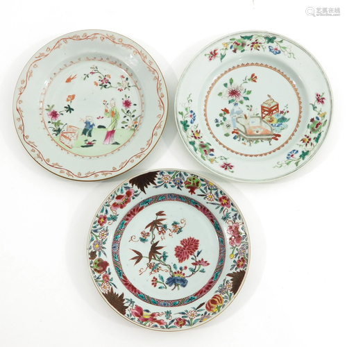 A Lot of 3 Famille Rose Plates