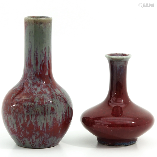 A Lot of 2 Flambe Decor Vases