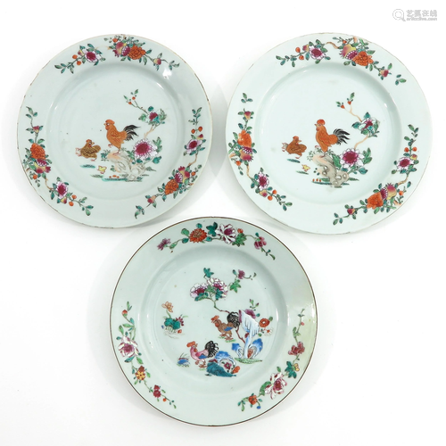 A Collection of 3 Famille Rose Plates