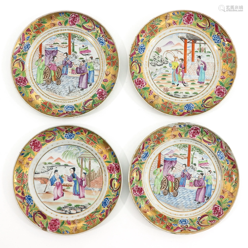 A Series of 4 Famille Rose Plates