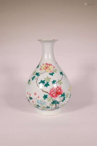 chinese famille rose porcelain pear shaped vase