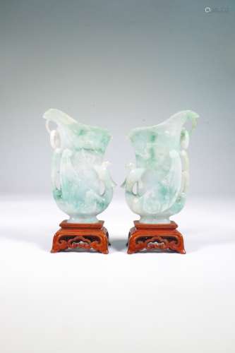 pair of chinese jadeite wine cups
