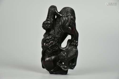 chinese red sandalwood carving beast