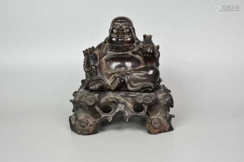 chinese wood carving maitreya buddha