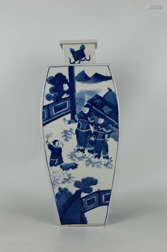 chinese blue and white  porcelain square vase