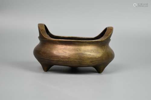 chinese bridge-shaped bronze censer