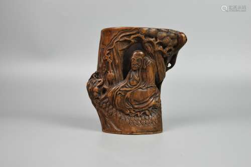 chinese boxwood carving brush pot