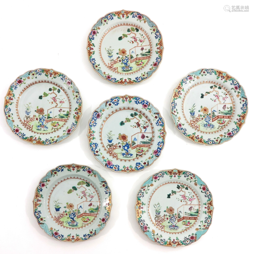 A Series of 6 Famille Rose Plates