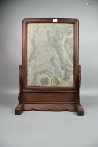 chinese huanghuali table screen inlaid marble