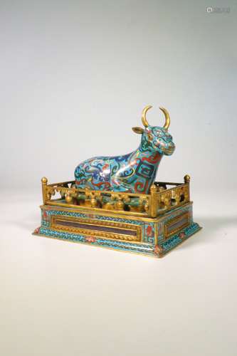 chinese cloisonne recumbent ox