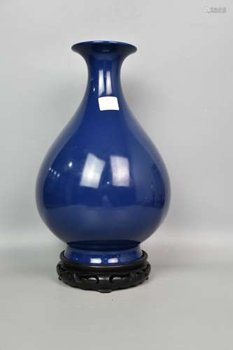 chinese blue glazed porcelain pear shaped vase