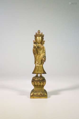 chinese gilt bronze guanyin statue