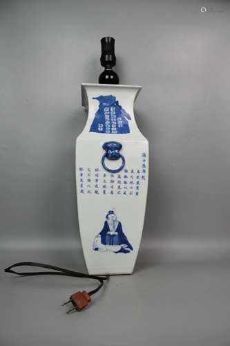 chinese blue and white  porcelain square vase