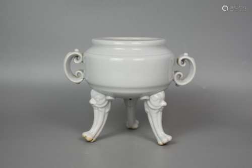 chinese sweet white glazed porcelain censer