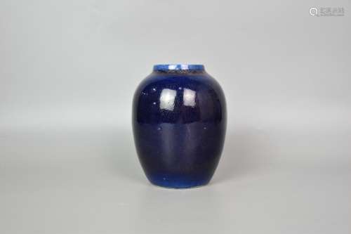 chinese sacrificial-blue glazed porcelain pot