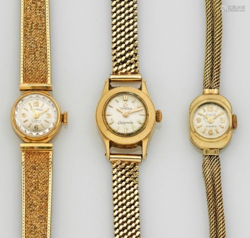 Drei Damenarmbanduhren aus den 50er Jahren