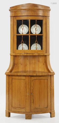 Biedermeier-Eckvitrinenschrank