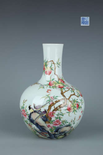 Enamel Bird-and-Flower Globular Vase