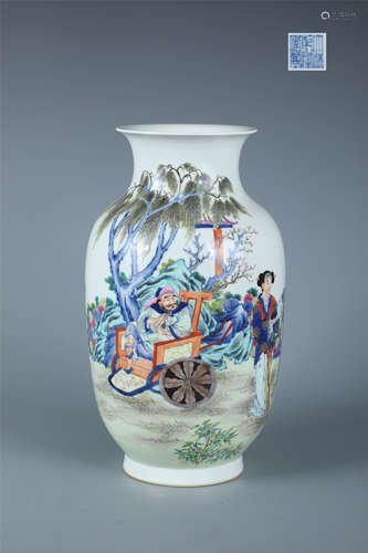 Blue and White Famille Rose Lantern Vase