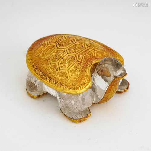 Crystal Inlaid with Gold Turtle