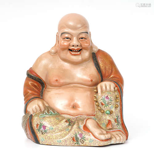 Famille Rose Gilt Figure of Budai