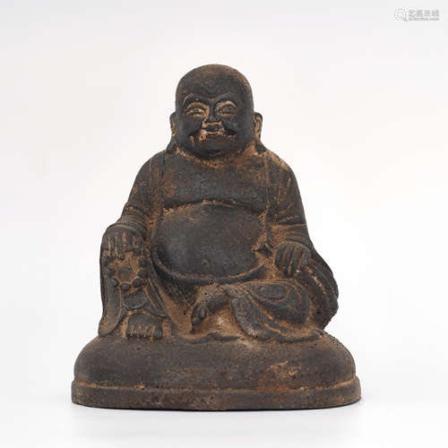 Famille Rose Gilt Figure of Budai