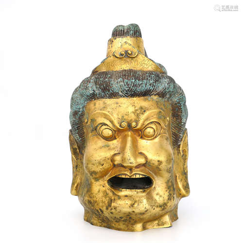 Gilt Bronzeigure Head of Angery Buddhist Deity