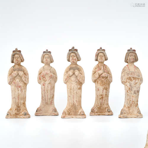 Tang Dynasty Pottery Figures of Court Lady