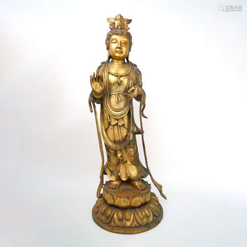 Gilt Bronze Figure of Guanyin