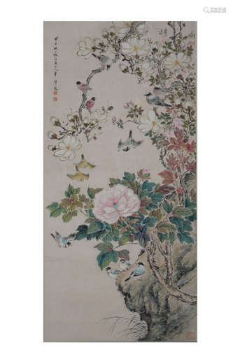 Chinese Bird-and-Flower Painting by Yan Bolong