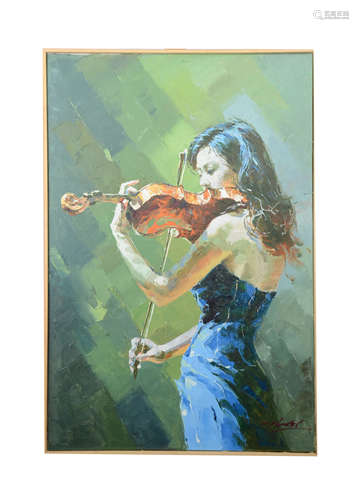 The Violinist，A North Korean Oil Painting