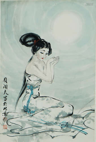 Chinese Figure Painting by Zhou Runtian