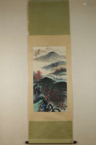 A Chinese Painting of Landscape, Li  Width:iong Cai Mark