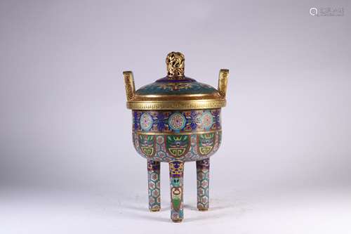 A Bronze Cloisonne Enamel Tripod Censer