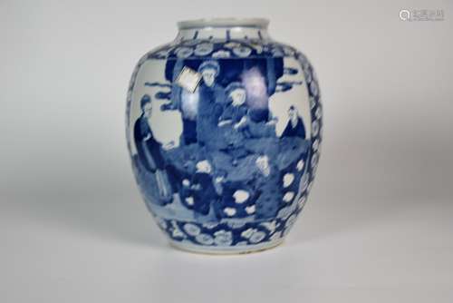 A Blue and White Figure Jar