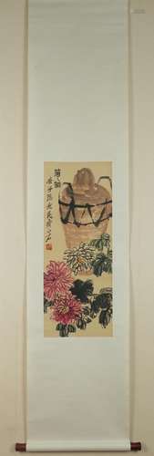 A Chinese Painting of Flower and Bird, Qi Bai Shi Mark