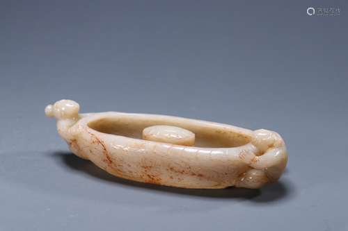 A Hetian Jade Interlocking Lotus Auspicious Children Basin