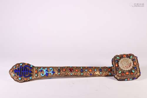 A Gilt Bronze inlaid with Gem Ruyi Sceptre