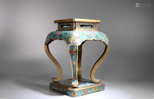 A  Bronze Statue Cloisonne Enamel Flower Stand