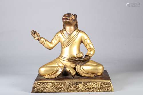 A Statue of Gilt Bronze Guardian